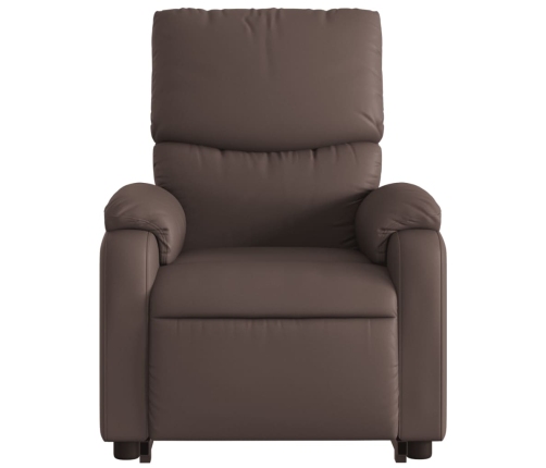 Sillón reclinable elevable cuero sintético marrón