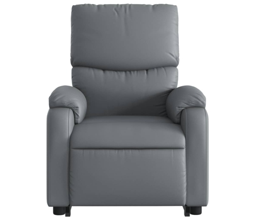 Sillón reclinable elevable cuero artificial gris