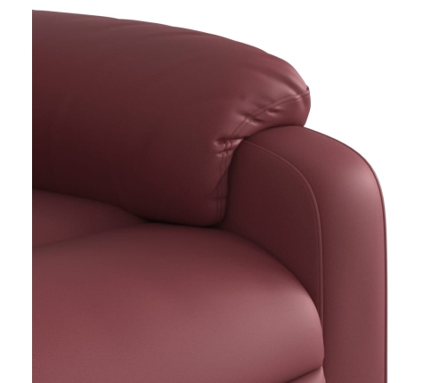 Sillón reclinable elevable cuero artificial rojo tinto