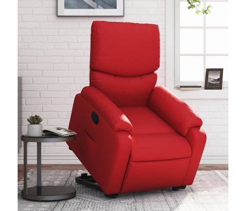 Sillón reclinable elevable cuero artificial rojo