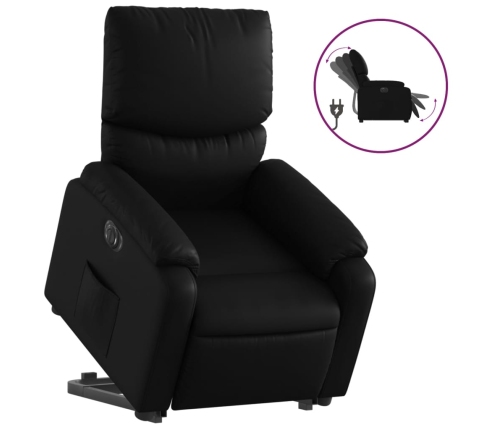 Sillón reclinable y elevable eléctrico cuero sintético negro