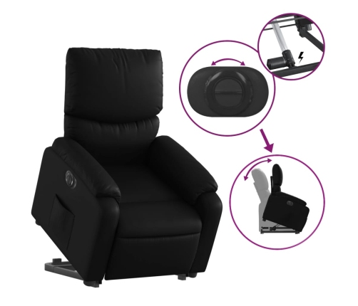 Sillón reclinable y elevable eléctrico cuero sintético negro