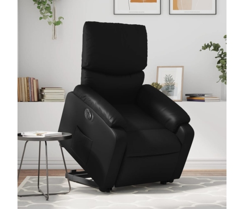 Sillón reclinable y elevable eléctrico cuero sintético negro