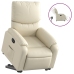 Sillón reclinable elevable eléctrico de cuero sintético crema