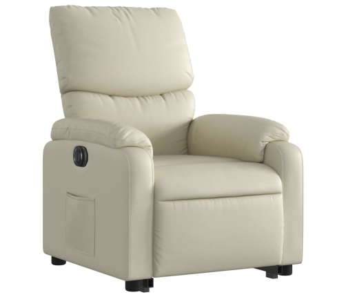 Sillón reclinable elevable eléctrico de cuero sintético crema