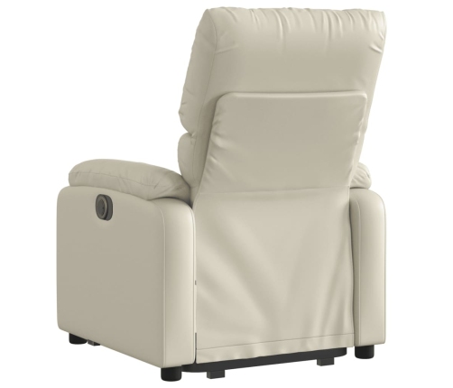 Sillón reclinable elevable eléctrico de cuero sintético crema