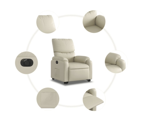 Sillón reclinable elevable eléctrico de cuero sintético crema