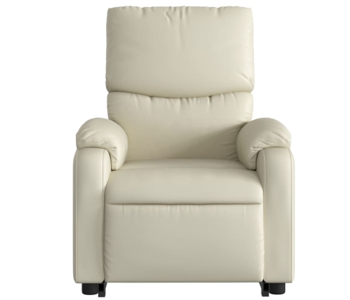 Sillón reclinable elevable eléctrico de cuero sintético crema