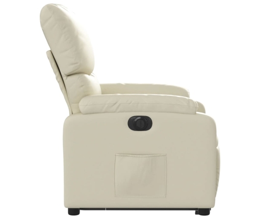 Sillón reclinable elevable eléctrico de cuero sintético crema