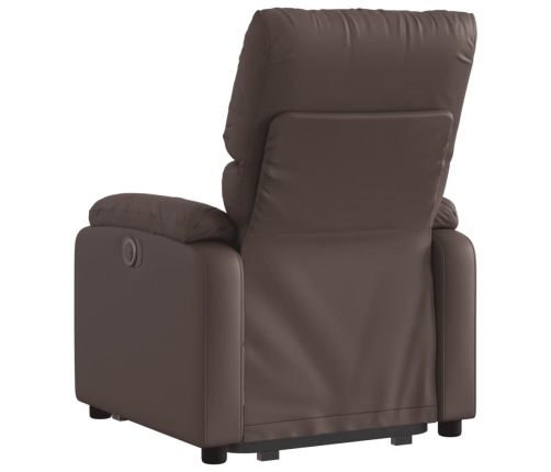 Sillón reclinable elevable eléctrico de cuero sintético marrón