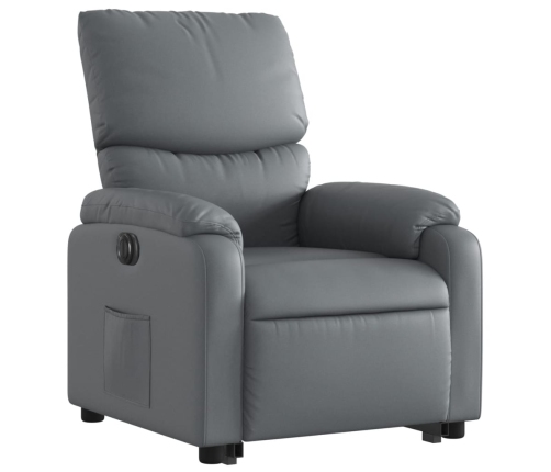 Sillón reclinable elevable eléctrico de cuero sintético gris