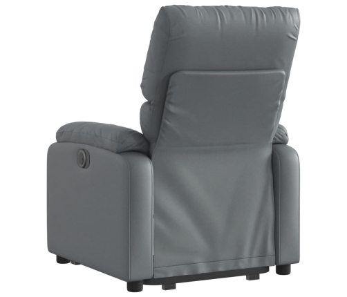 Sillón reclinable elevable eléctrico de cuero sintético gris