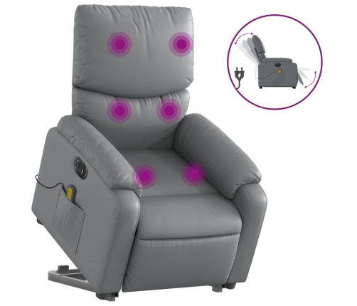 Sillón de masaje elevable eléctrico cuero sintético gris