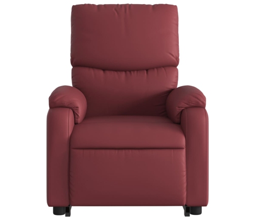 Sillón de masaje elevable eléctrico cuero artificial rojo tinto