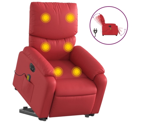 Sillón de masaje elevable eléctrico cuero artificial rojo