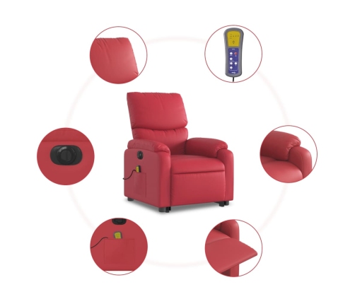 Sillón de masaje elevable eléctrico cuero artificial rojo