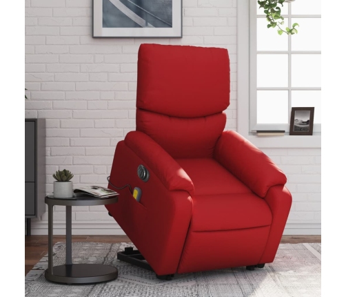 Sillón de masaje elevable eléctrico cuero artificial rojo