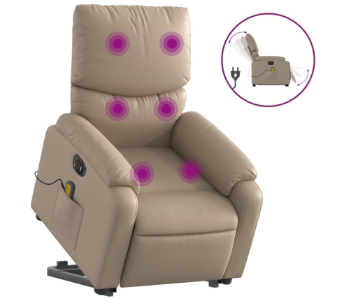 Sillón reclinable de masaje eléctrico cuero sintético capuchino