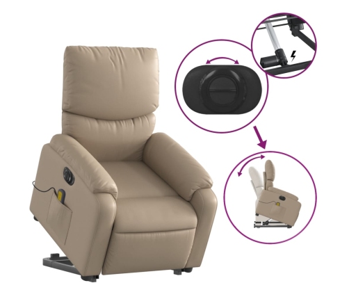 Sillón reclinable de masaje eléctrico cuero sintético capuchino