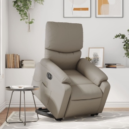 Sillón reclinable de masaje eléctrico cuero sintético capuchino