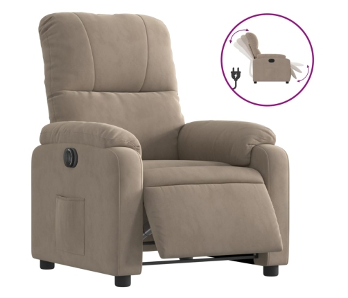 Sillón reclinable eléctrico tela de microfibra gris taupe