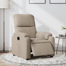 Sillón reclinable eléctrico tela de microfibra gris taupe