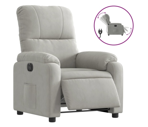 Sillón reclinable eléctrico tela de microfibra gris claro