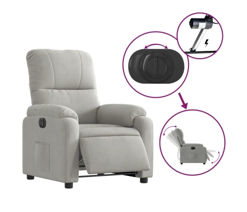 Sillón reclinable eléctrico tela de microfibra gris claro