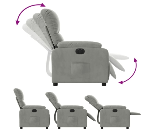 Sillón reclinable eléctrico tela de microfibra gris claro