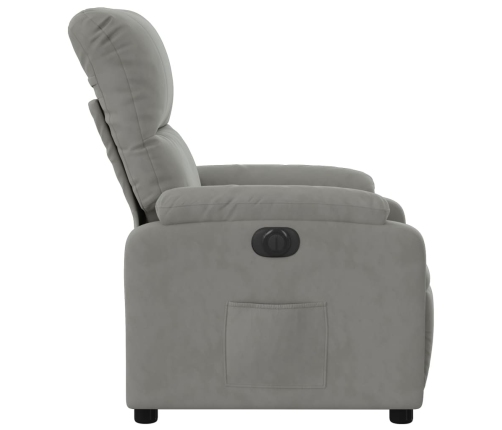 Sillón reclinable eléctrico tela de microfibra gris claro