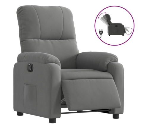 Sillón reclinable eléctrico tela de microfibra gris oscuro