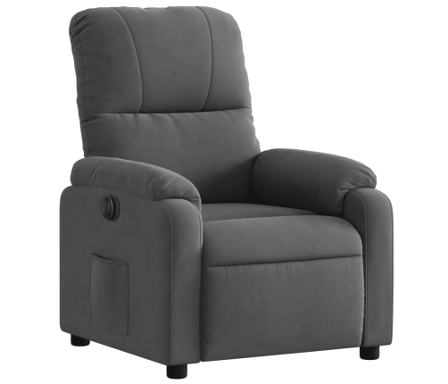 Sillón reclinable eléctrico tela de microfibra gris oscuro