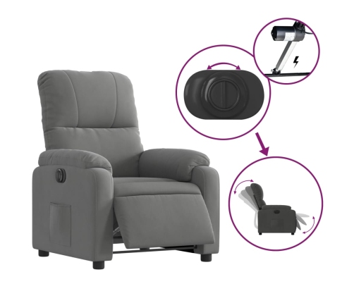 Sillón reclinable eléctrico tela de microfibra gris oscuro