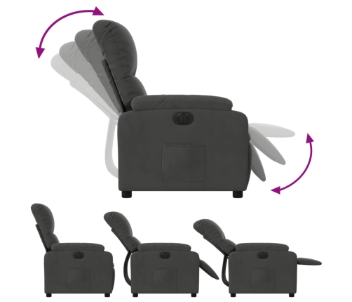 Sillón reclinable eléctrico tela de microfibra gris oscuro