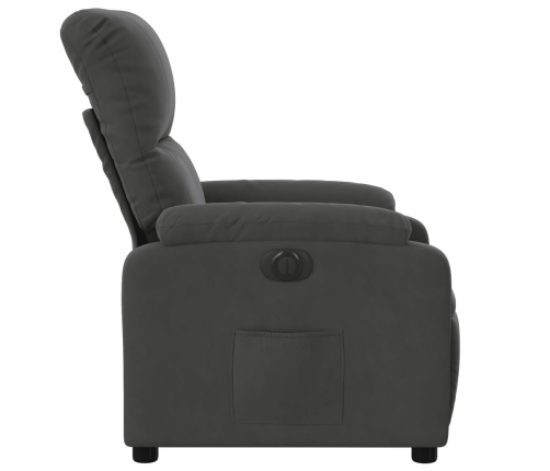 Sillón reclinable eléctrico tela de microfibra gris oscuro