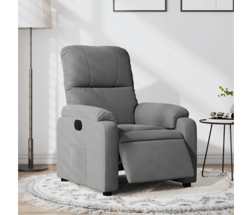 Sillón reclinable eléctrico tela de microfibra gris oscuro