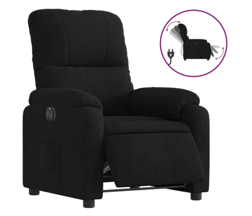 Sillón reclinable eléctrico tela de microfibra negro