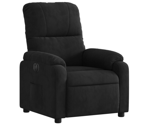 Sillón reclinable eléctrico tela de microfibra negro