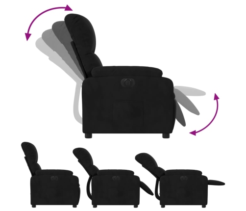 Sillón reclinable eléctrico tela de microfibra negro