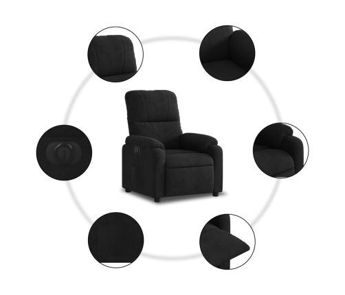 Sillón reclinable eléctrico tela de microfibra negro