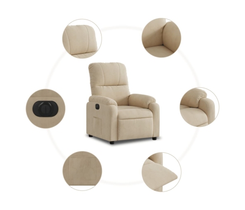 Sillón reclinable eléctrico tela de microfibra color crema