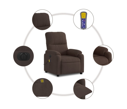 Sillón reclinable de masaje eléctrico tela de microfibra marrón