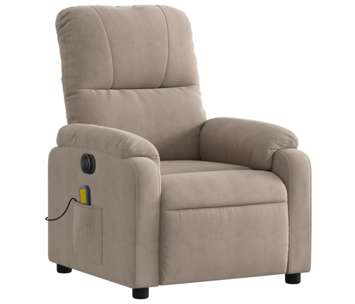 Sillón reclinable masaje eléctrico tela microfibra gris taupe