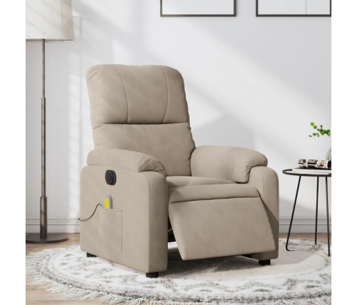 Sillón reclinable masaje eléctrico tela microfibra gris taupe