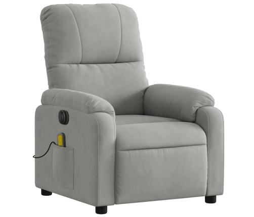 Sillón reclinable masaje eléctrico tela microfibra gris claro