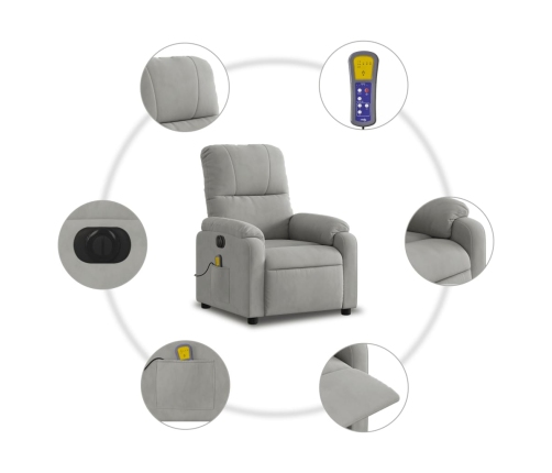 Sillón reclinable masaje eléctrico tela microfibra gris claro