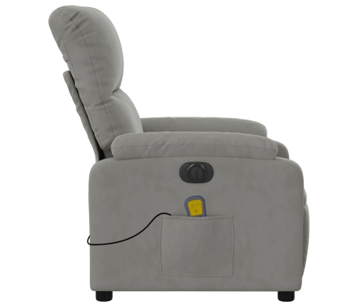 Sillón reclinable masaje eléctrico tela microfibra gris claro