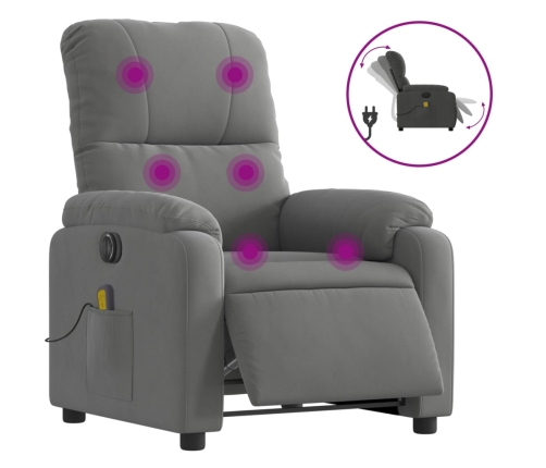 Sillón reclinable masaje eléctrico tela microfibra gris oscuro