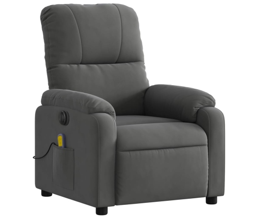 Sillón reclinable masaje eléctrico tela microfibra gris oscuro