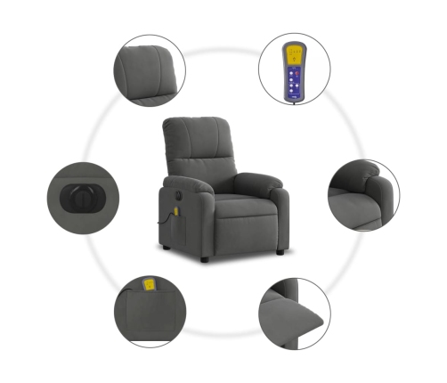 Sillón reclinable masaje eléctrico tela microfibra gris oscuro